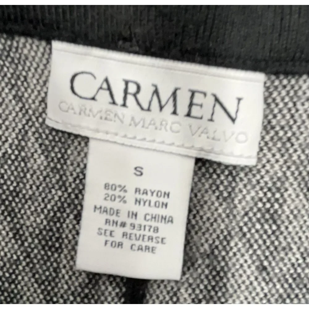 Carmen Marc Valvo Skirt S Black White Geo Short Flare Stretchy Career Casual Fun